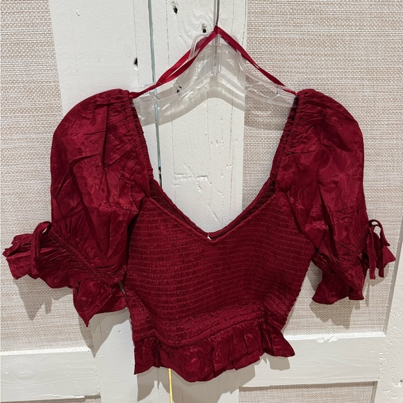 Band of the Free LEA RHUBARB SMOCKED CROP TOP NWT XS - Picture 7 of 7